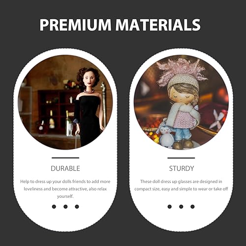 Miniatura 3 de NUOBESTY 20 mini lentes de muñeca con borde de alambre de metal, lentes transparentes, lentes de tela, para disfraz, muñecas, accesorios de disfraz