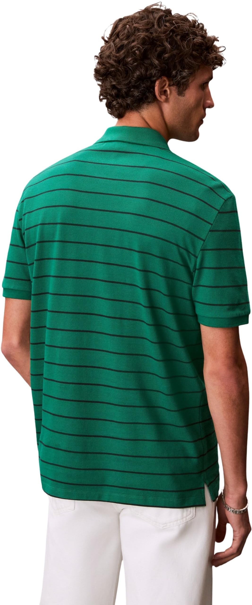 Calvin Klein Herren Poloshirt Kurzarm Striped Pique mit Knopfleiste, Grün (Enchanted Forest), XS – Ansicht 2
