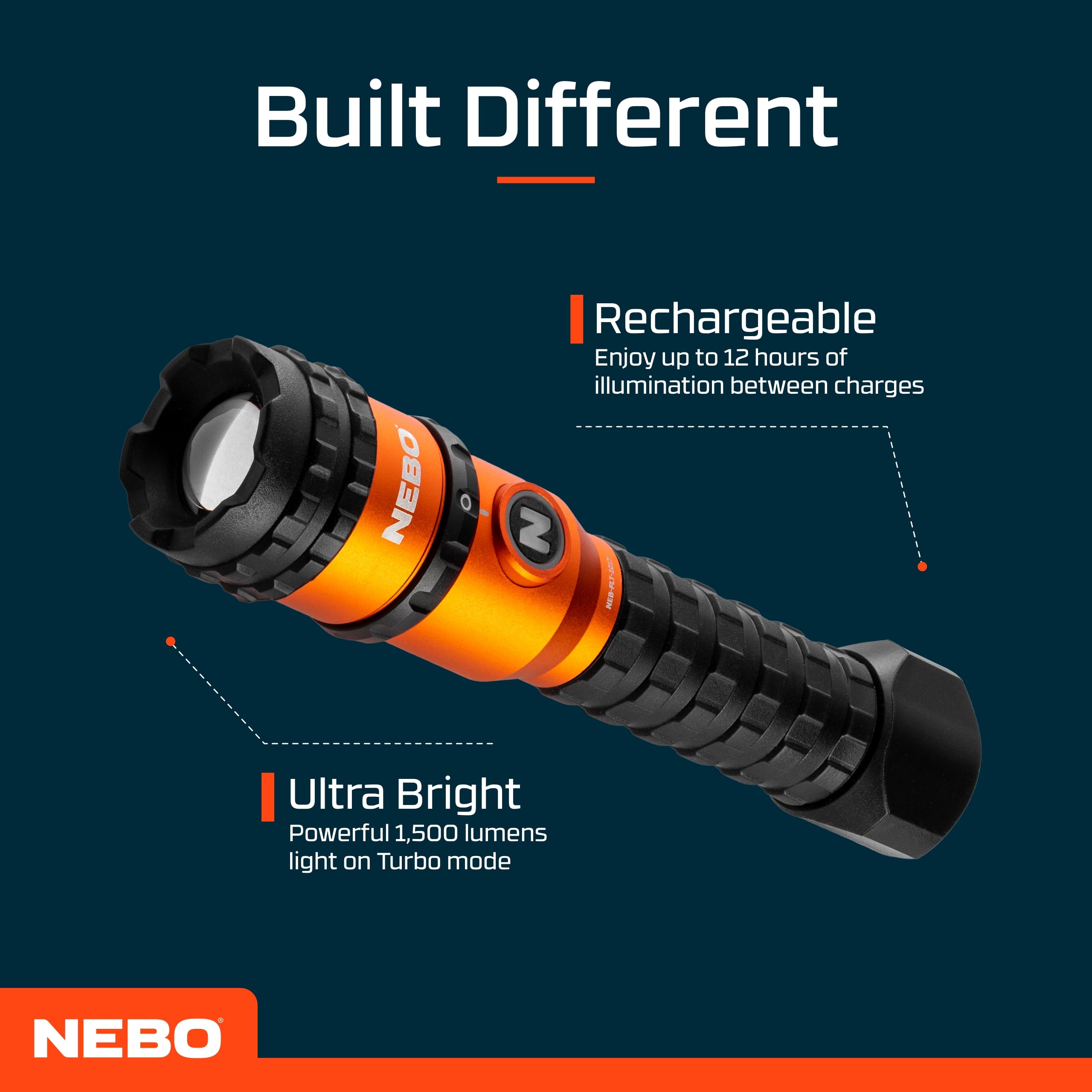NEBO Master Series FL1500 Torch with 5 Light Modes - Rechargeable & Waterproof - Camping & Hiking Accessories - Image 3