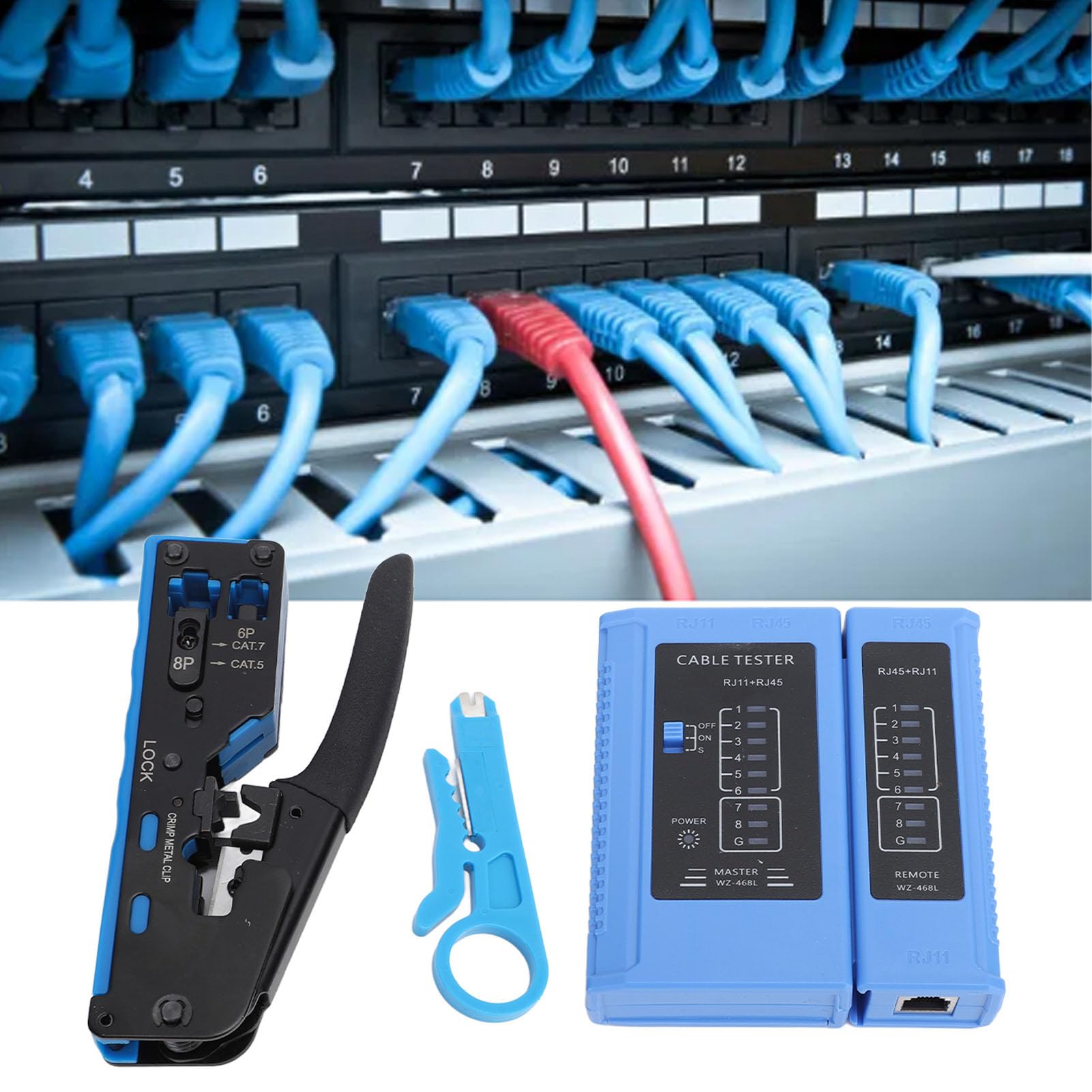 Kit d'outils de sertissage RJ45 Pince à sertir de câble multifonctionnelle professionnelle avec dénudeur de fil pour installation de câble réseau Cat5e Cat6 Cat6a Conception
