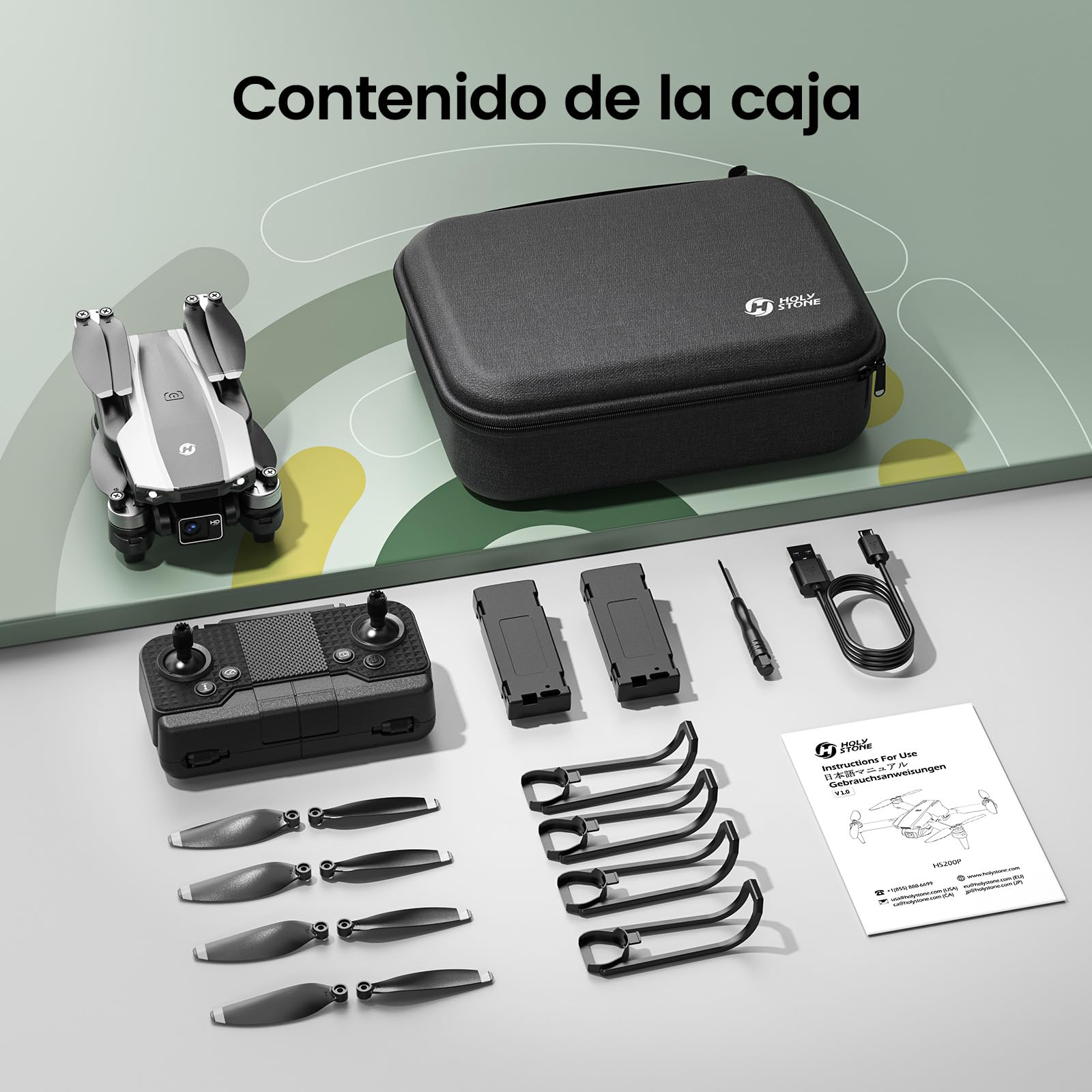 Holy Stone HS200P Drone Plegable con Cámara 1080P para Niños Principiantes | Cuadricóptero RC con Motor sin Escobillas, Flujo Óptico, Vuelo por Trayectoria, Giros 360°, 3 Velocidades y 2 Baterías