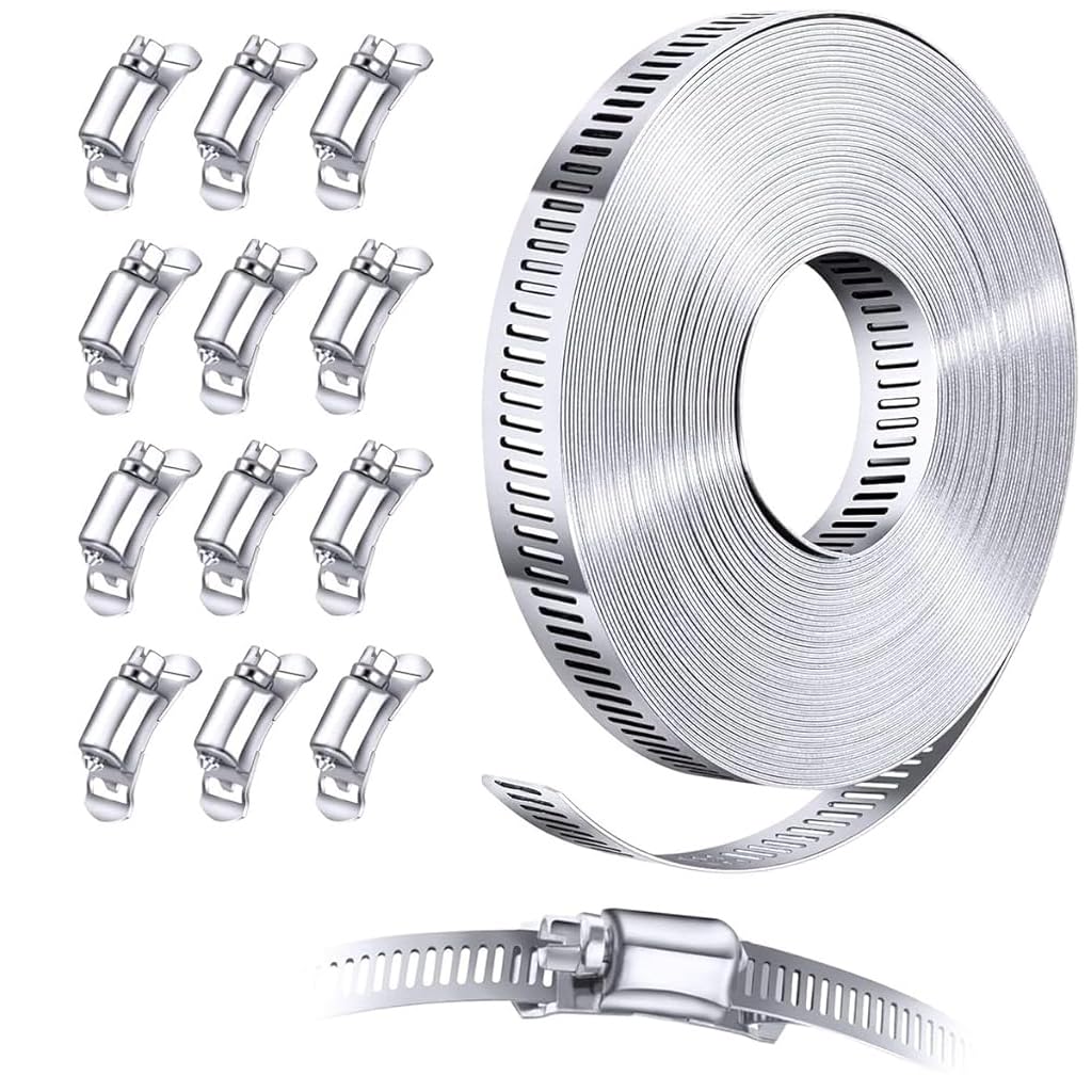 Serplex® 32.8ft 304 Stainless Steel Hose Clamp Roll with 12 Bolts for Secure Fastening, Adjustable Worm Gear Hose Clamps Screw Clamps Duct Pipe Metal Clamp Strapping for Ductwork (B0DHCWR6WX) Amazon Price History, Amazon Price Tracker
