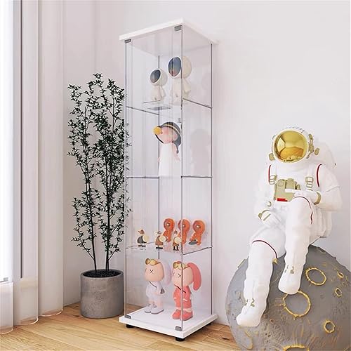 Miniatura 20 de Yoluckea Vitrina de cristal con 3 estantes con 2 puertas, vitrina de cristal transparente para sala de estar, dormitorio, 49.49 x 31.77 x 14.37