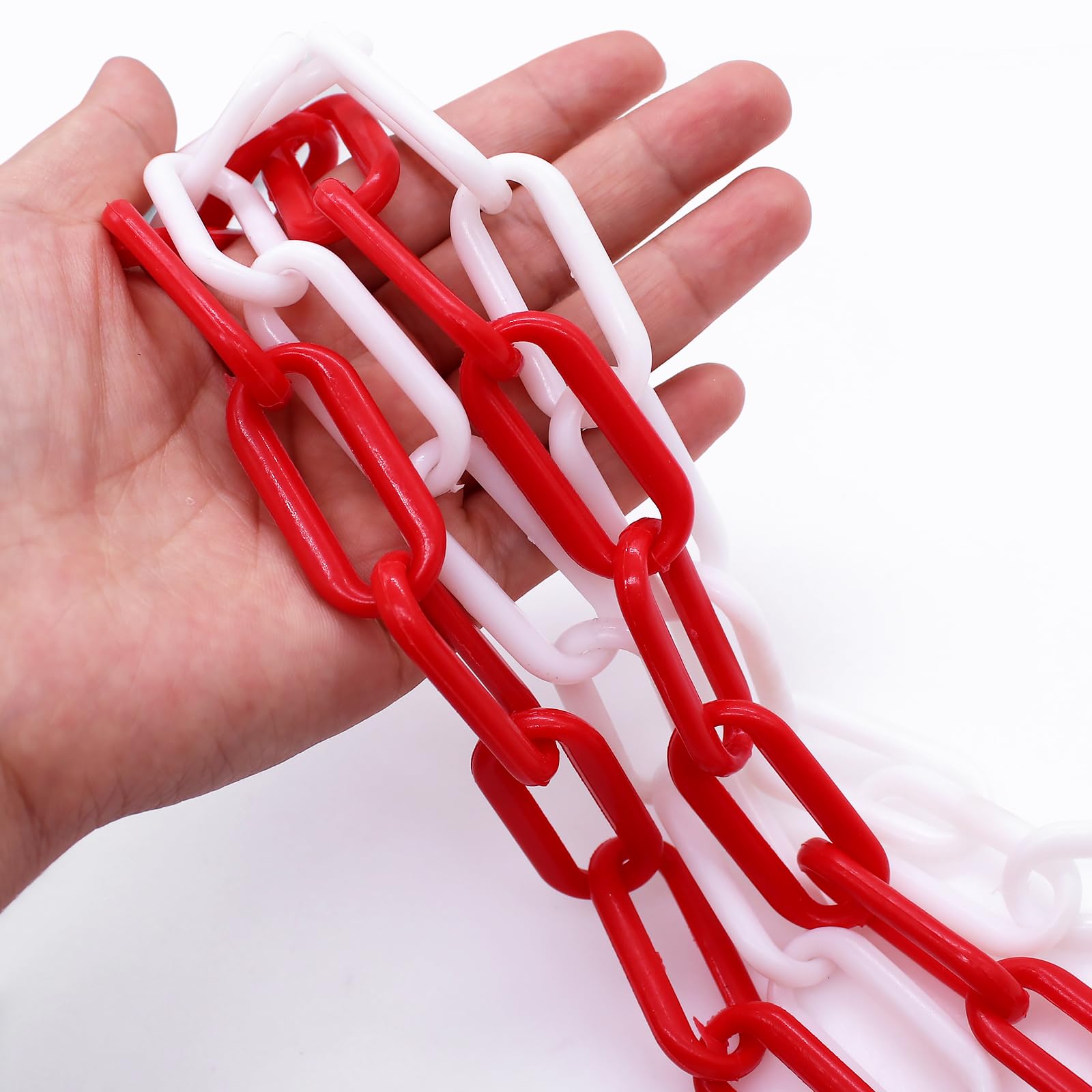 10 m Catena Plastica Rosso e Bianco, Spessore 6 mm, per Bloccare Superfici, Ben Visibile, Stabile e Maneggevole
