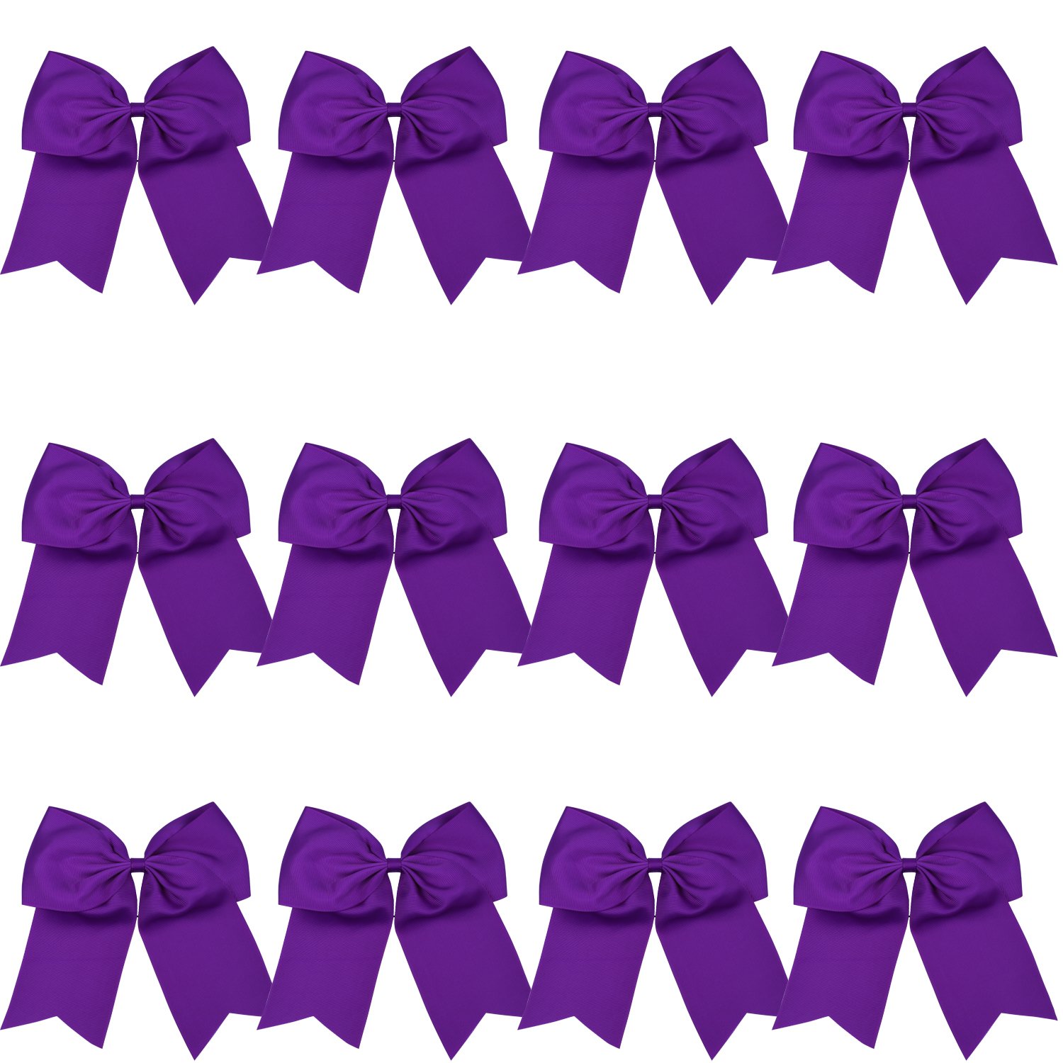 8 Inch Cheerleader Bows Ponytail Holder Solid Color Cheerleading Bows Hair Tie (Purple)