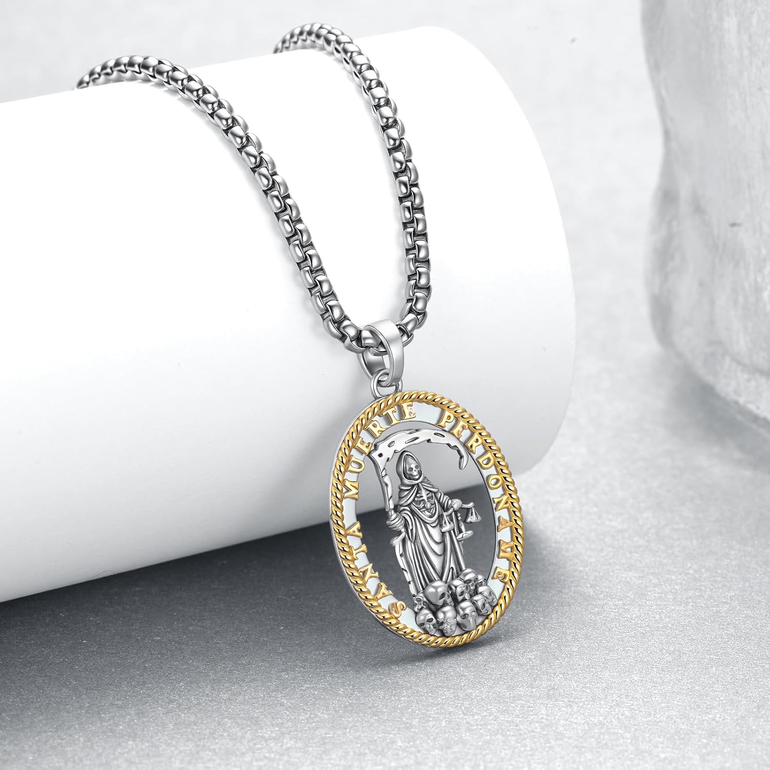 Santa Muerte Necklace 925 Sterling Silver Skull Necklace for Men Women Holy Death Amulet Santa Muerte Jewelry Gifts - Image 2