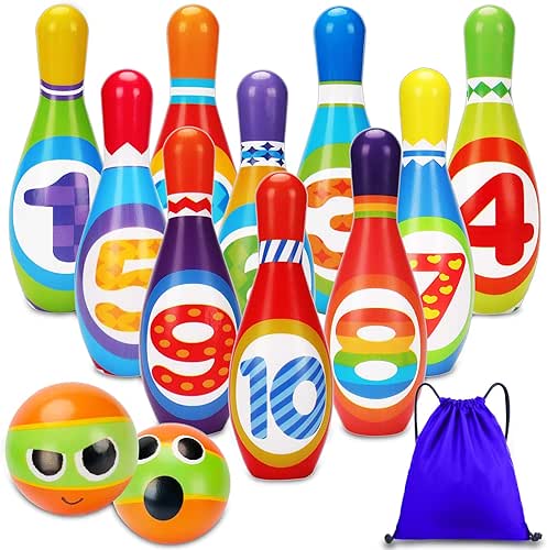 AugToy Kids Bowling Set 2-5 Toddler Indoor Bowling Game Toy