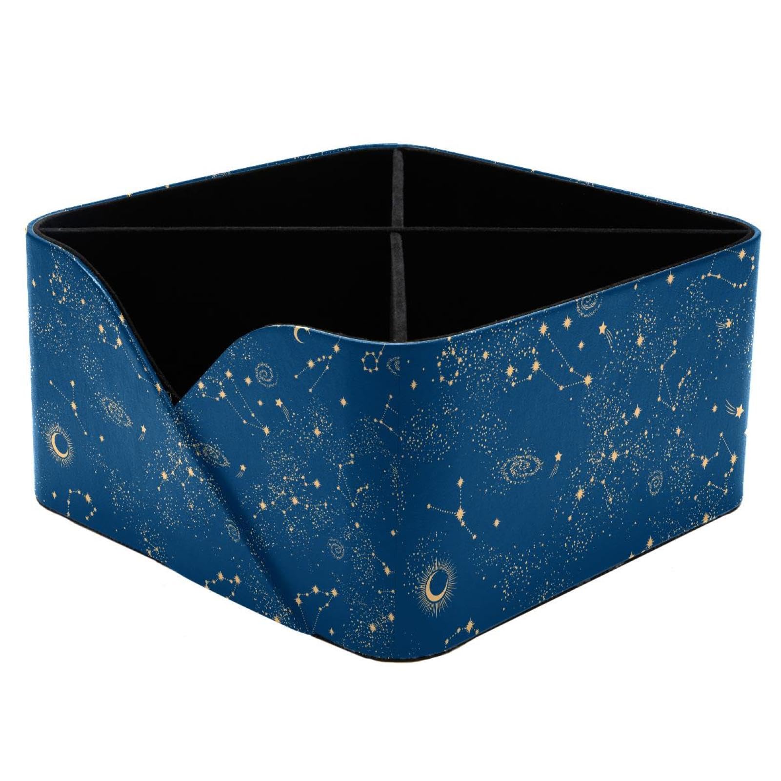 KengjuTesu Universe Galaxy Zodiac Pattern Desktop Organizer Pen Holder, Rectangular Pencil Cup for Office, Study and Makeup Stations