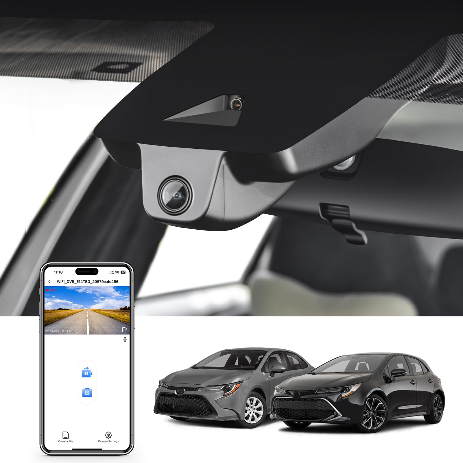 mangoal 4K Dash Cam Custom fit for Toyota Corolla & Hybrid 2020 2021 2022,LE XLE XSE SE,Corolla Hatchback 2019-2022 Gen12 E210 (Model B), Integrated OEM Look, App & WiFi, 128GB Card