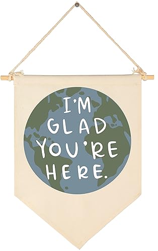 FYSIA Decoración de aula con texto en inglés Glad You're Here-Inclusive, regalo de bienvenida, regalo para profesores, banderines colgantes en