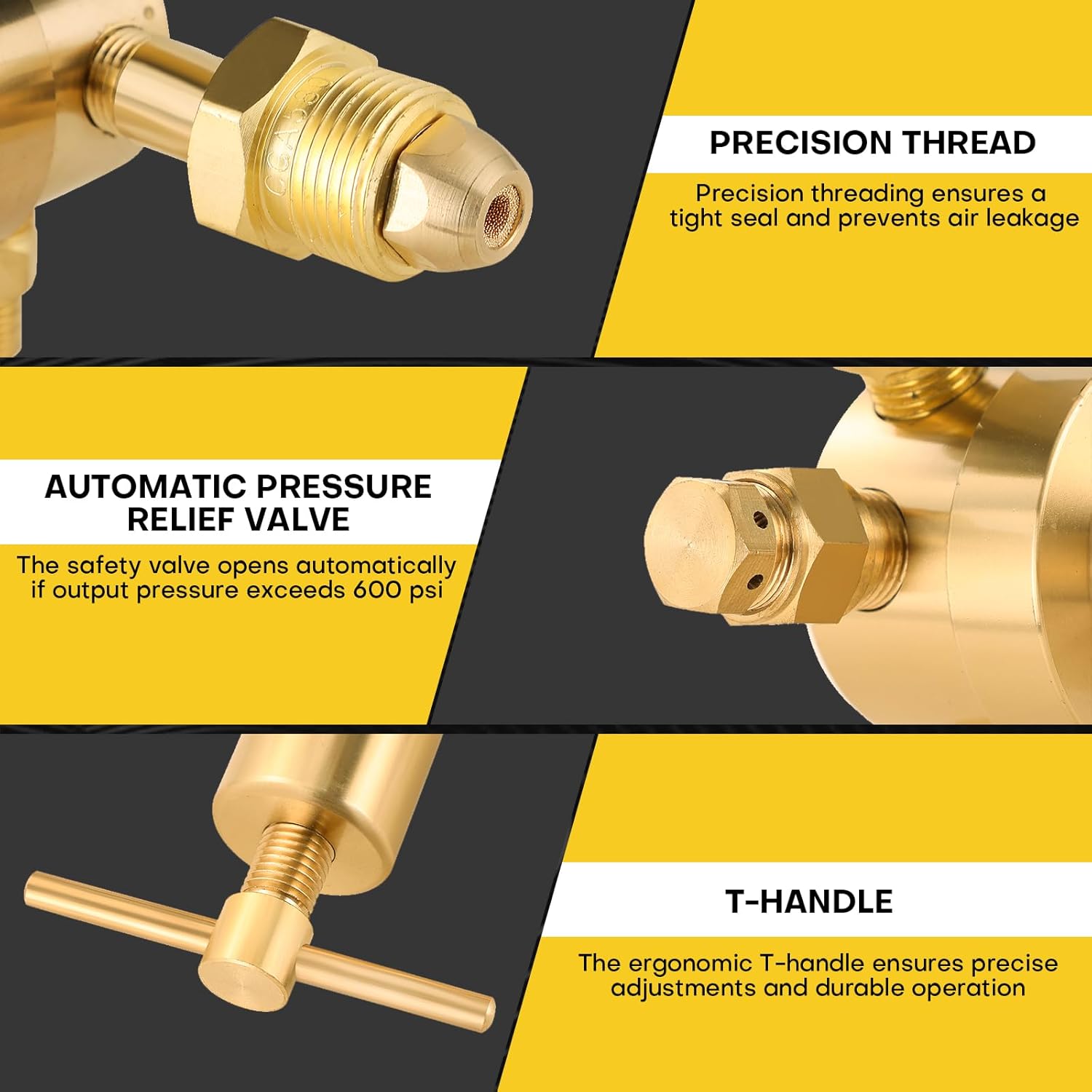 Heavy-Duty Nitrogen Regulator 0-800 PSI | Nitrogen Regulator Hvac, CGA580 Inlet, 1/4-Inch Male Flare Outlet, Brass Body, Double Gauges, Ideal for HVAC Purging and Pressure Charging