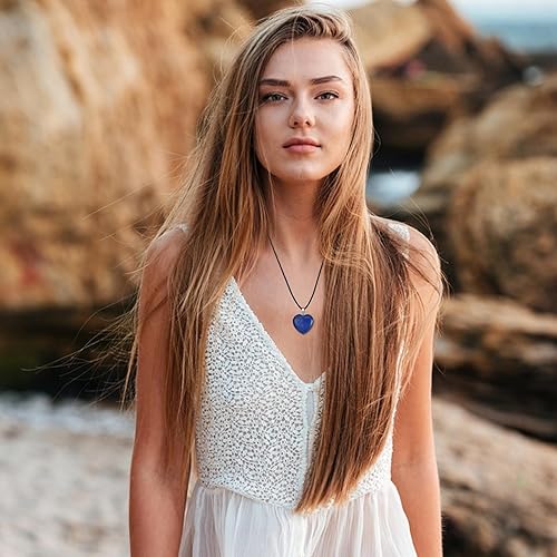 Miniatura 2 de VIJASHOP Collar de corazón para mujer, dije de piedra preciosa de corazón, cristal curativo, colgante de energía, joyería de corazón, collar de