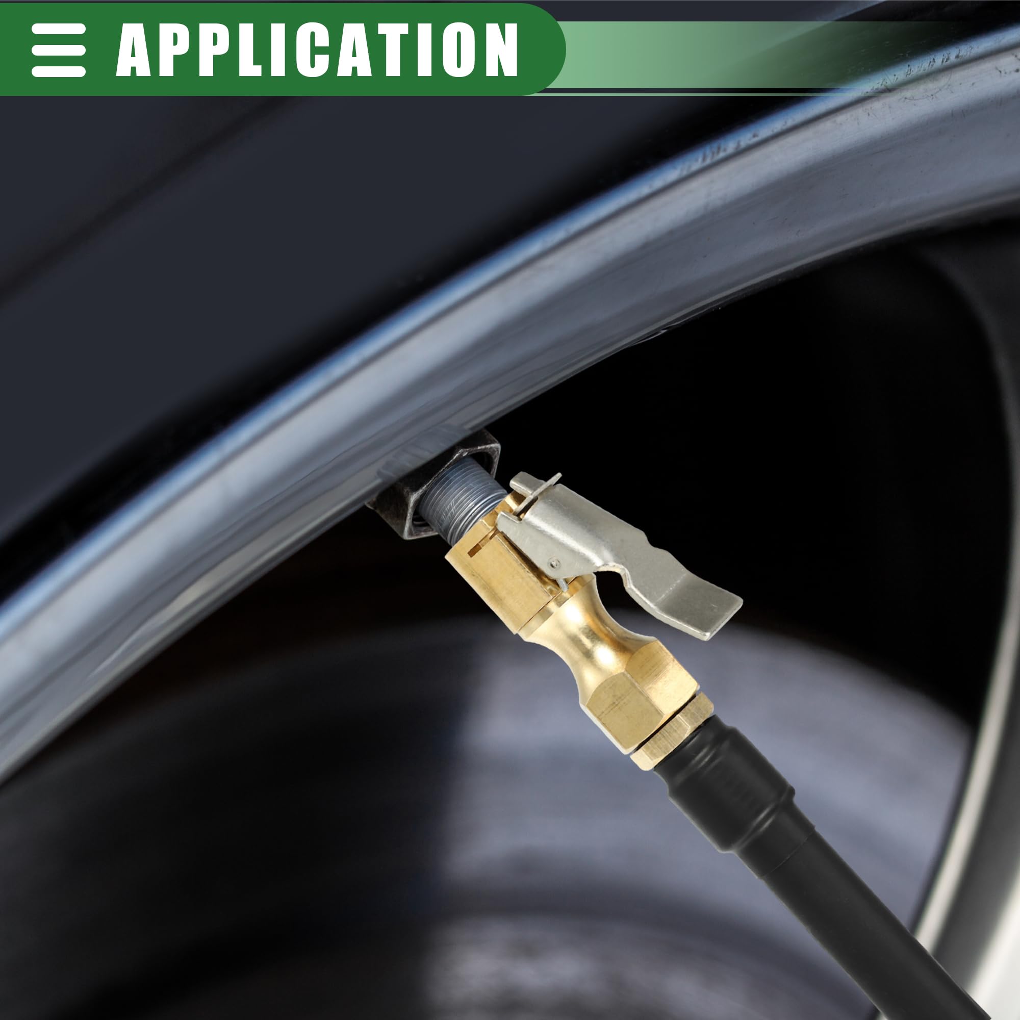 Motoforti Uniwersalny adapter do pompki powietrza, adapter do wentylu opony z blokadą powietrza, długość węża 70 cm, zamknięty, guma ze stali miedzianej, czarny