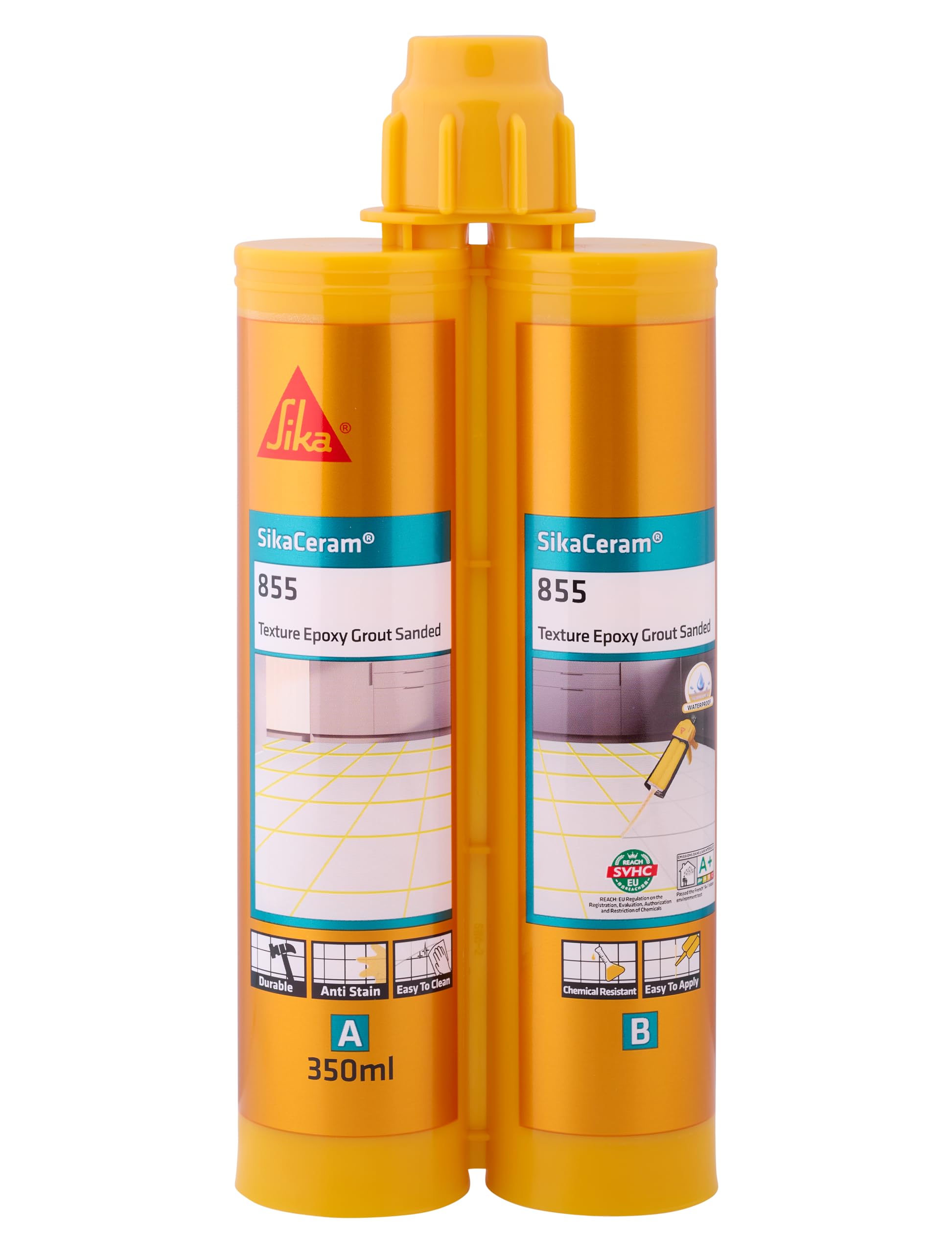SIKA - Coloured epoxy tile grout - SikaCeram 855 Texture Epoxy Grout Sanded, Cold Grey-Mid - Use on tile floor and wall tile – Tiles joint of 2-15mm - Easy to apply - 350ml-image-3