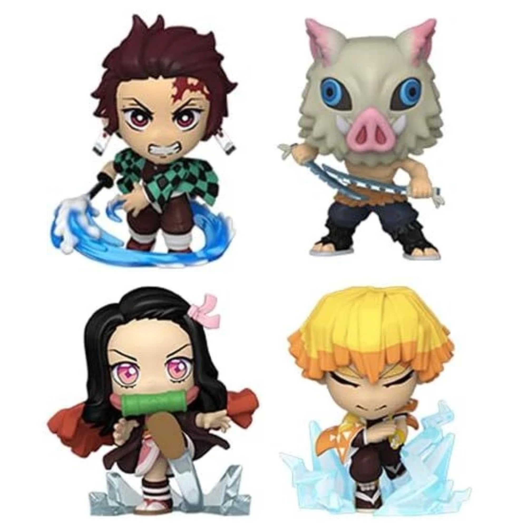 Funko Mini's Demon Slayer - Anime Fans - Pack of 4 - Tanjiro Kamada, Zenitsu Agatsuma, Inosuke Hashibira & Nezuko Kamado - Set 1