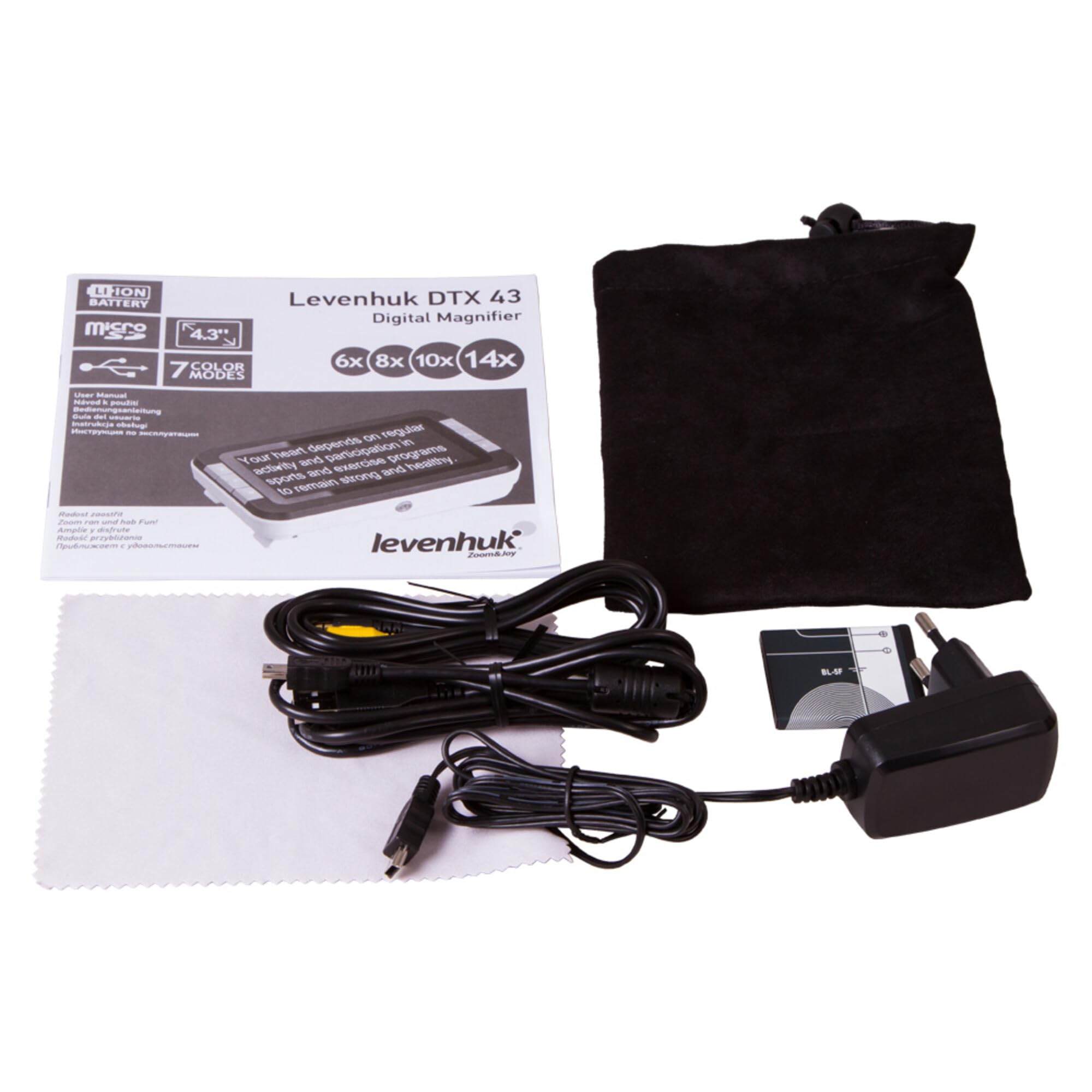 Levenhuk DTX 43 Portable Handheld Digital Magnifier with 4-Step Magnification and LED Light with 7 Color Modes