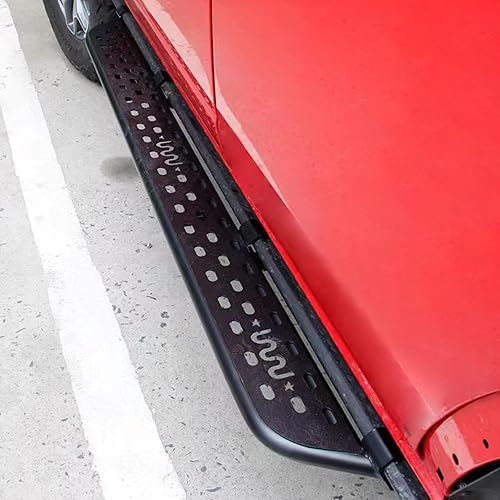 Miniatura 2 de FREEMOTOR802 Compatible con Ford Bronco 2021-2023 de 4 puertas, 2 estribos de acero de tungsteno negro sin pintar, barras de Nerf con escalón