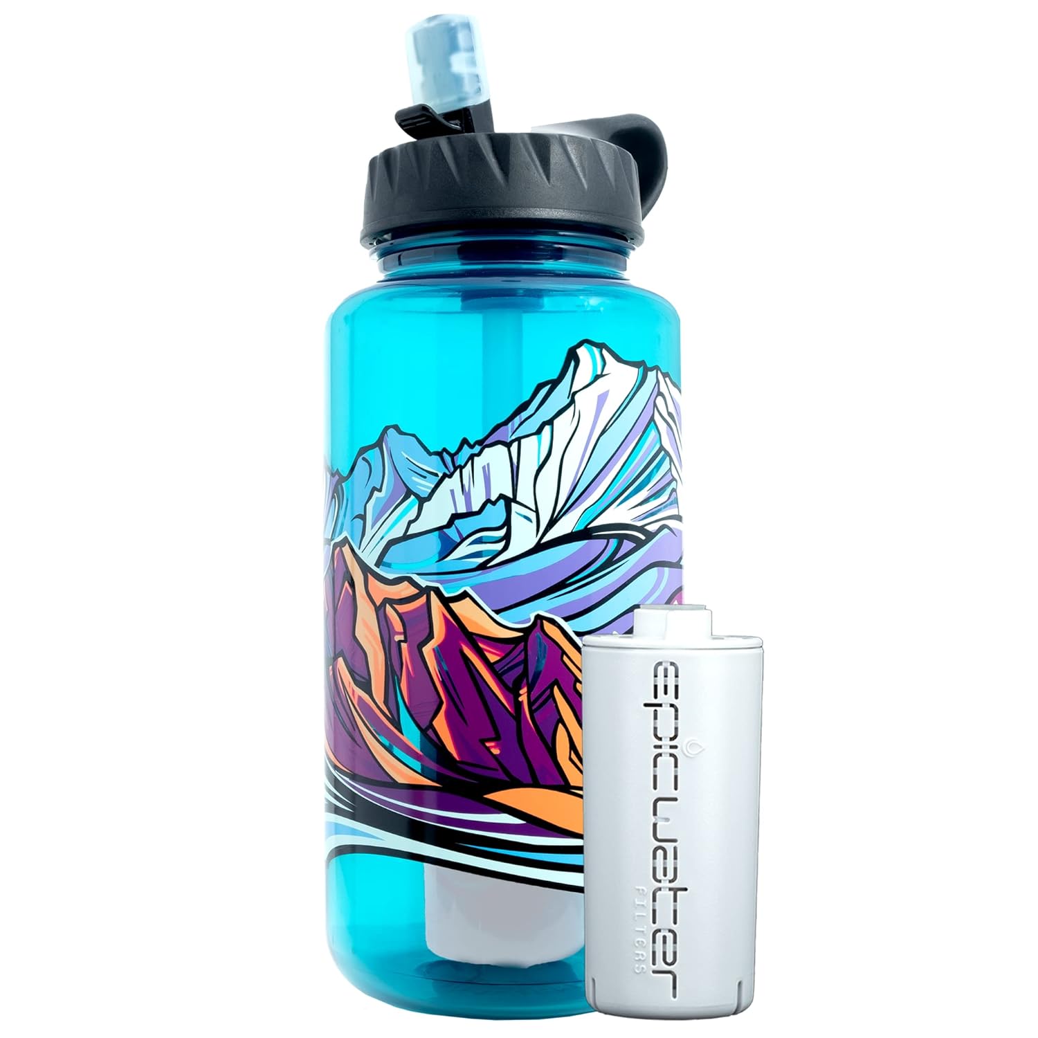 Epic Water Filters Nalgene OG Water Bottle with Filter, USA Made, BPA Free, Removes 99.99% Tap Water Contaminants, Forever Chemicals, Leggitt Art, 32 oz