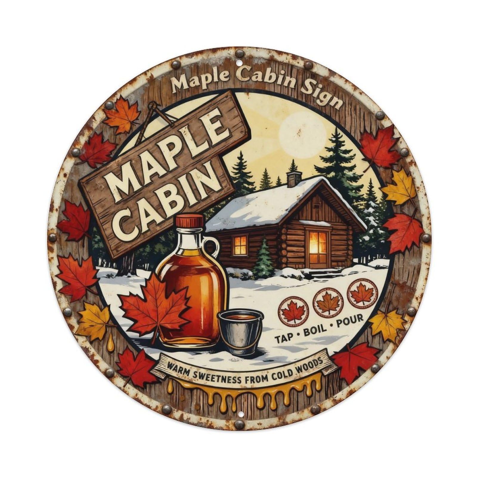 Maple Cabin Sign Metal Tin Sign Plaque