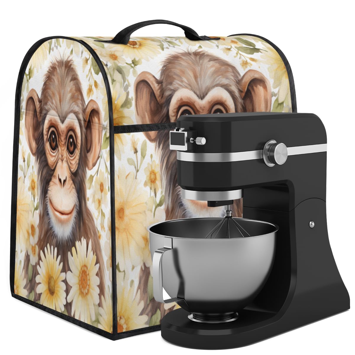Coffee Maker Cover Monkey Flower Kitchen Appliance Covers Small Appliance Covers Blender Cover Juicer Cover Dust Covers for Kitchen Appliances with Top Handle and Pockets,Washable,B432