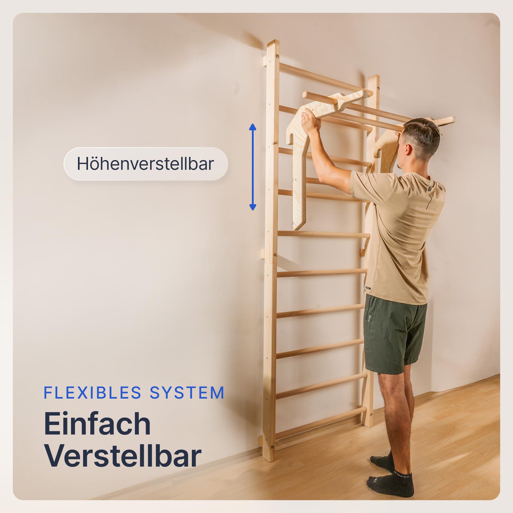 Sprossenwand für Erwachsene und Kinder - inkl. Klimmzugstange & Dip Extension - Kletterwand und Sprossenwand Kinderzimmer