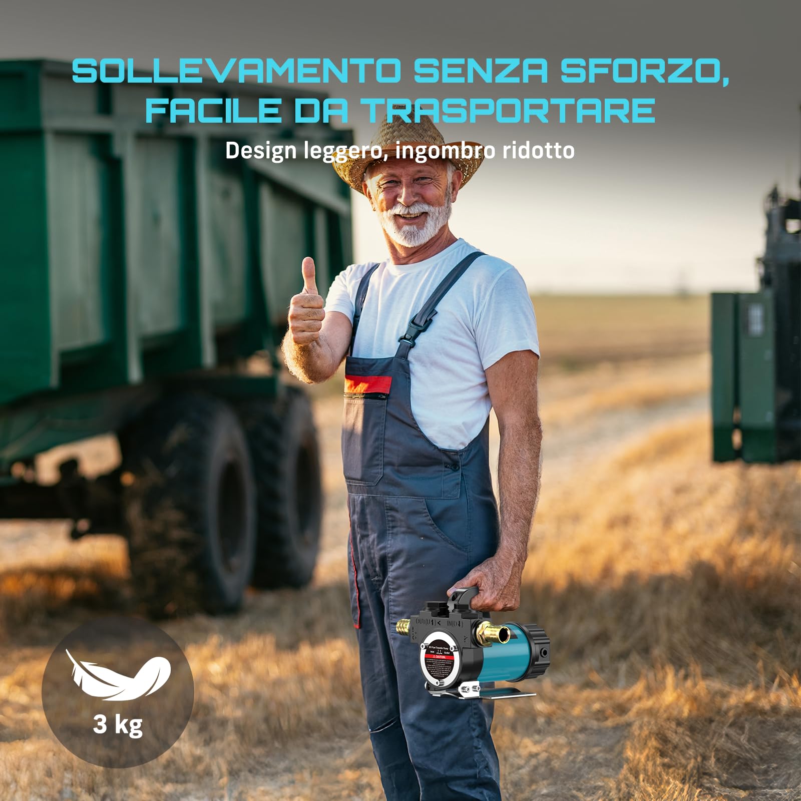 SEESII Pompa diesel elettrica 12 V: 50 l/min con ugello e tubi per il trasporto di diesel, cherosene e olio combustibile, 200 W pompa olio portatile per barca, camion, casa e rifornimento agricolo