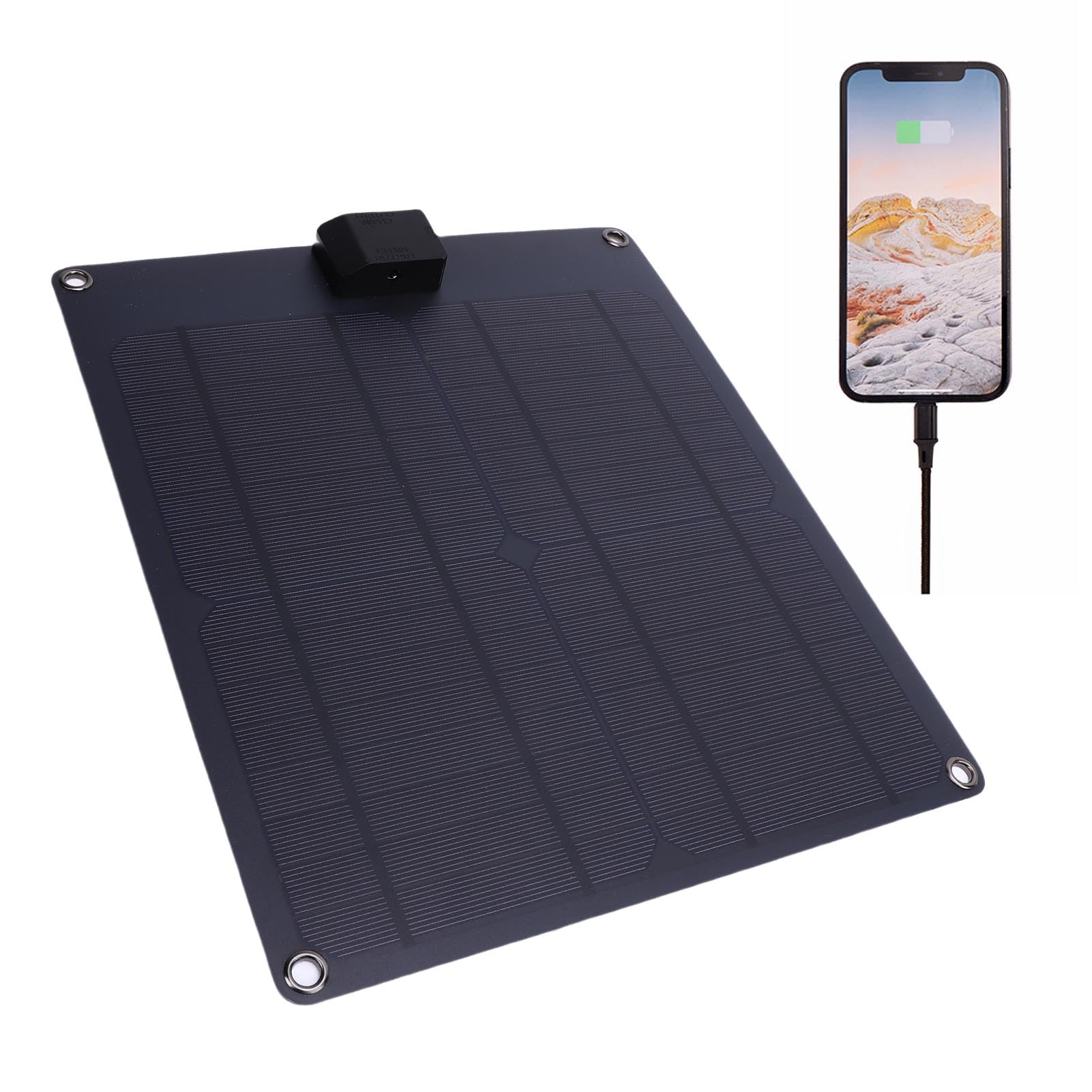 Luocute Migliore Caricabatterie Solare USB, Caricatore di Gocciolamento Solare da 30W Monocristallino con Controller, Impermeabilizzazione per per Barche per Auto per Vari