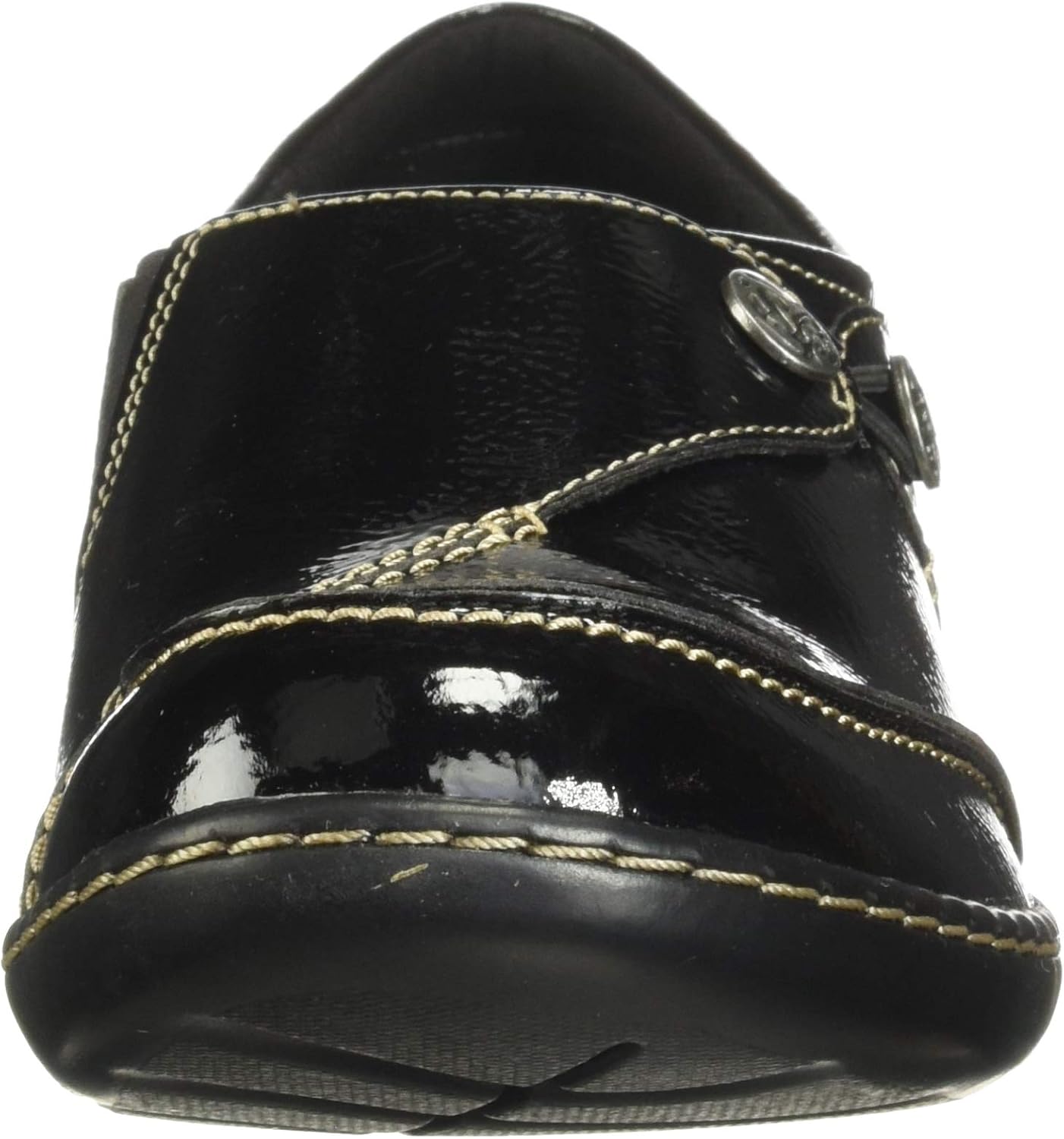 Clarks Women's Ashland Lane Q Slip-On Loafer, Black Patent 7 Narrow Black Patent