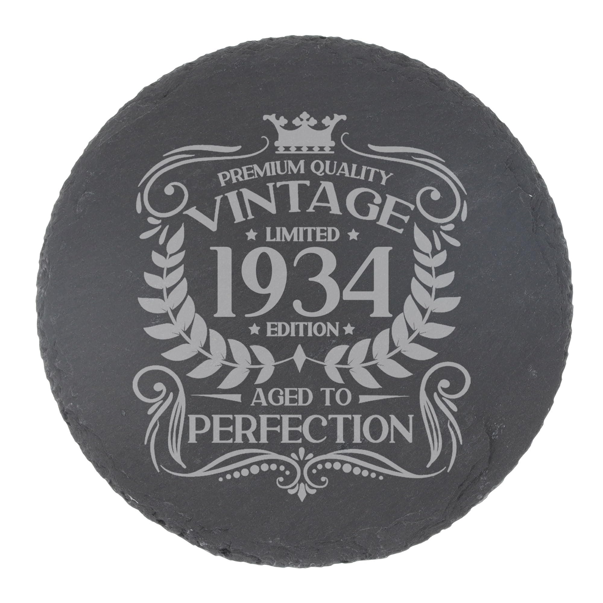 80th Birthday Gift for Men Vintage 1946 Aged to Perfection Engraved Slate Coaster Present for 80 Year Old Etched Natural Slate Placemat (Round Slate) — view 160