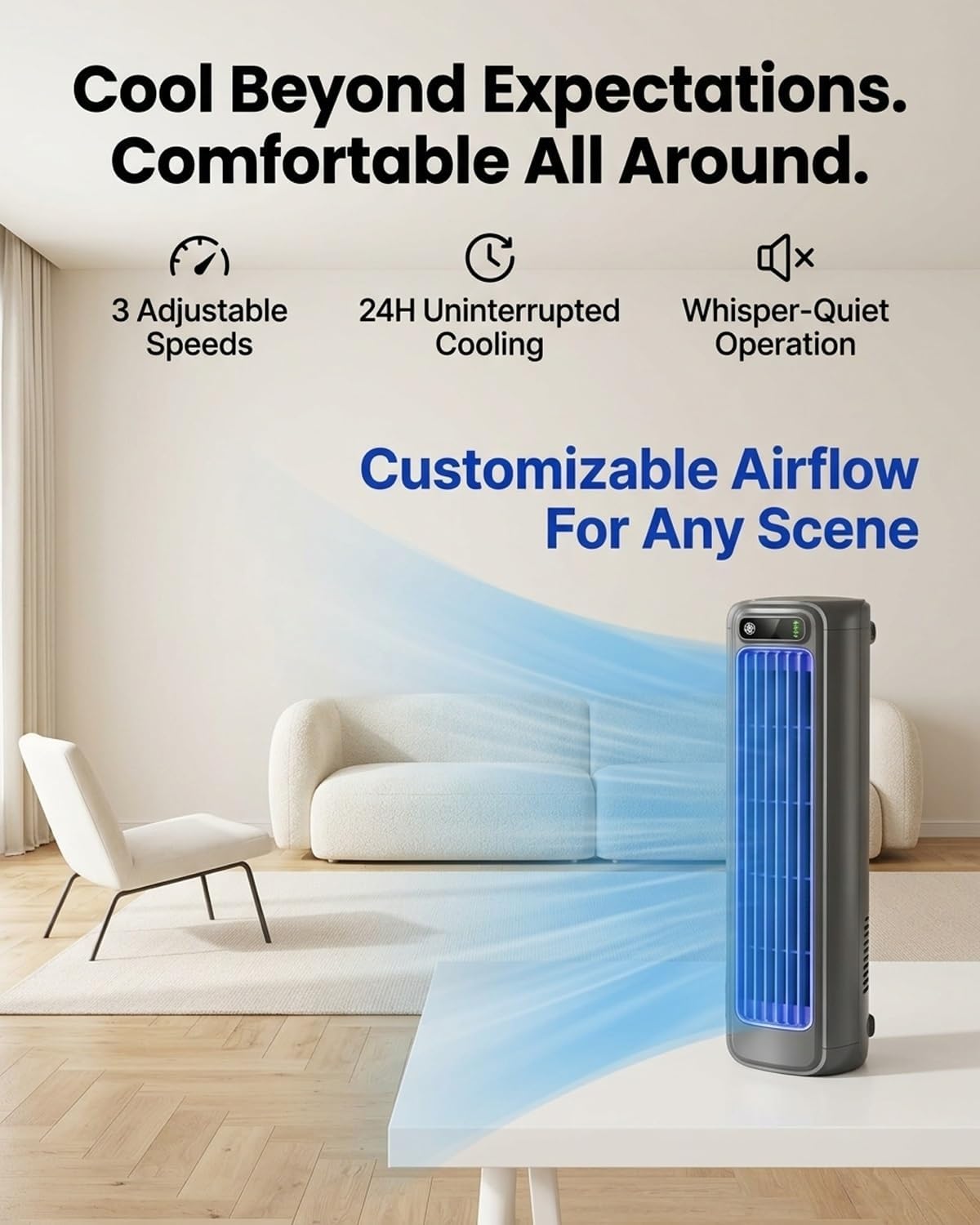 Portable Air Conditioners, USB Charging Wireless Wall Mount Ac Unit, 2026 New Desk Fans That Blow Cold Air, Quiet Efficient Cooling Fan with 3 Speeds for Bedroom Office Homeenjoy a Quick(Gray)