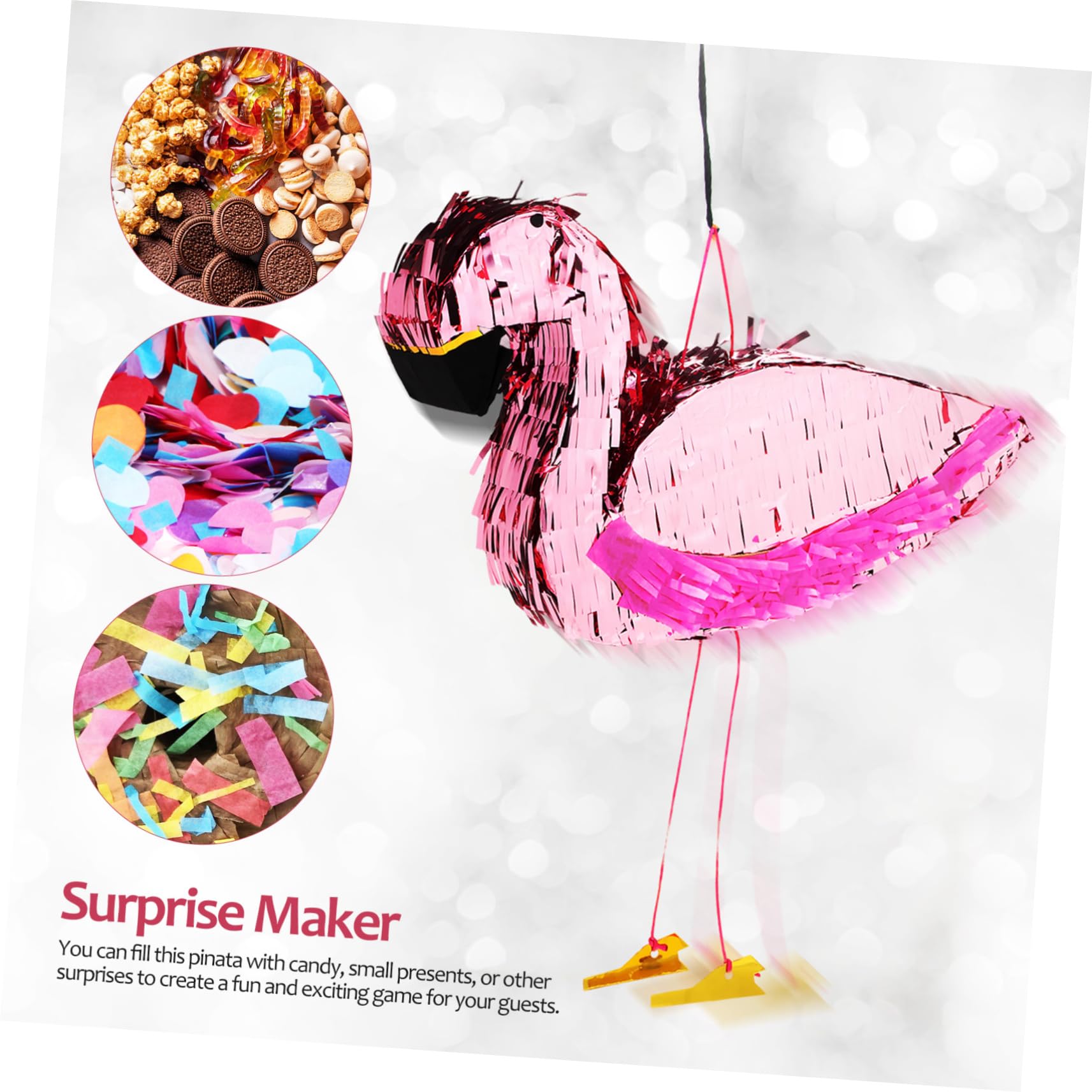 Flamingo Piñata aus Papier, 1 Satz für Partydekoration | Inklusive Piñata Stock, Augenbinde und Bunten Rundteilen, Lustig und Festlich für Feiern
