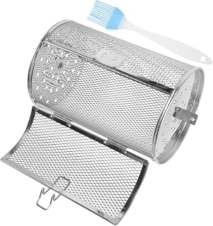 TOYANDONA Stainless Steel Rotisserie Roaster Basket Outdoor Grill Accessory French Fries Basket Grilled Cage Baking Pan Grill