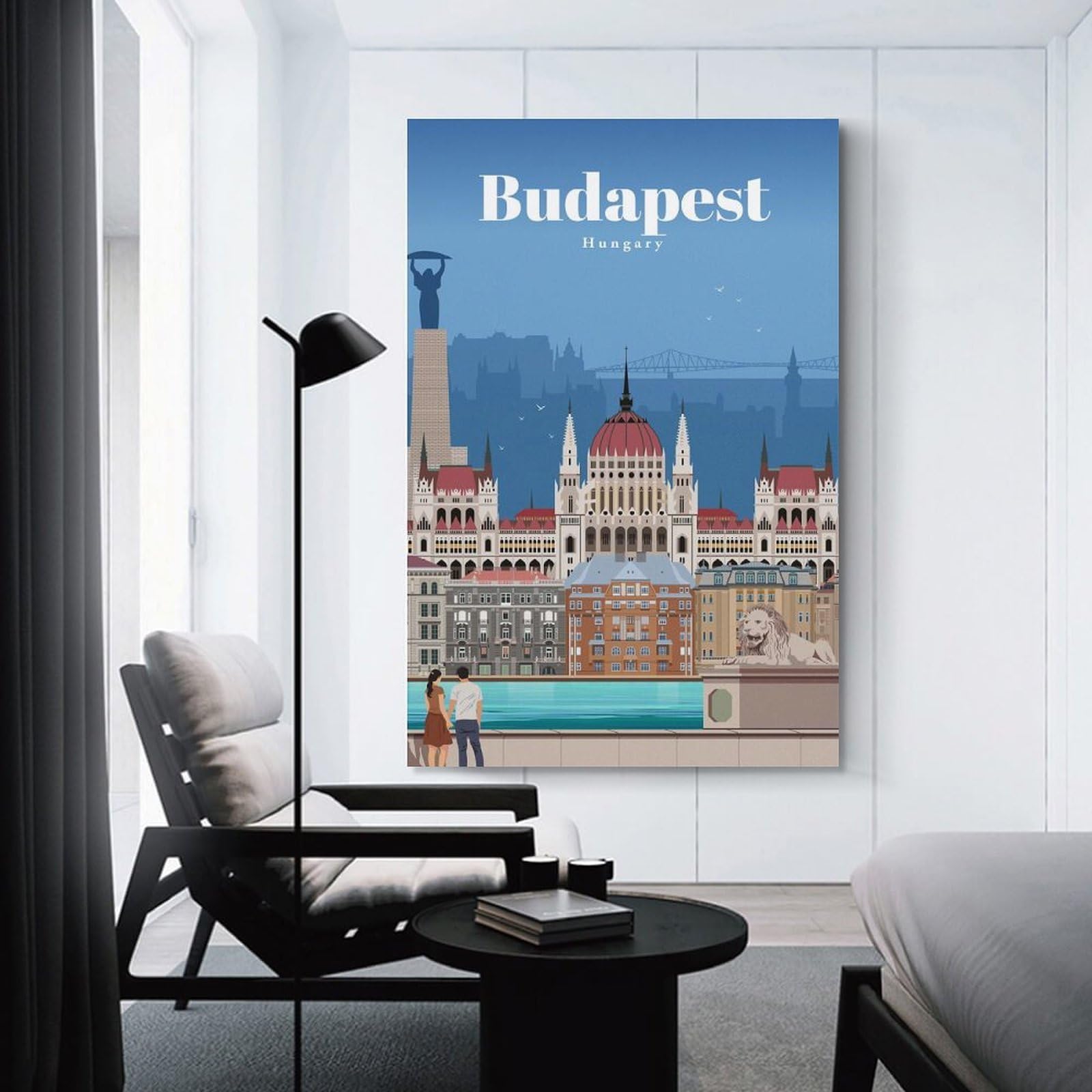 Junmoney Unframe-Style-16 Budapest Cityscape Poster Home Decor Wall Art 20X30inch(50X75cm), For Bedroom, Guest Room Or Reading Nook, Decorative Wall Art For Cosy Rooms