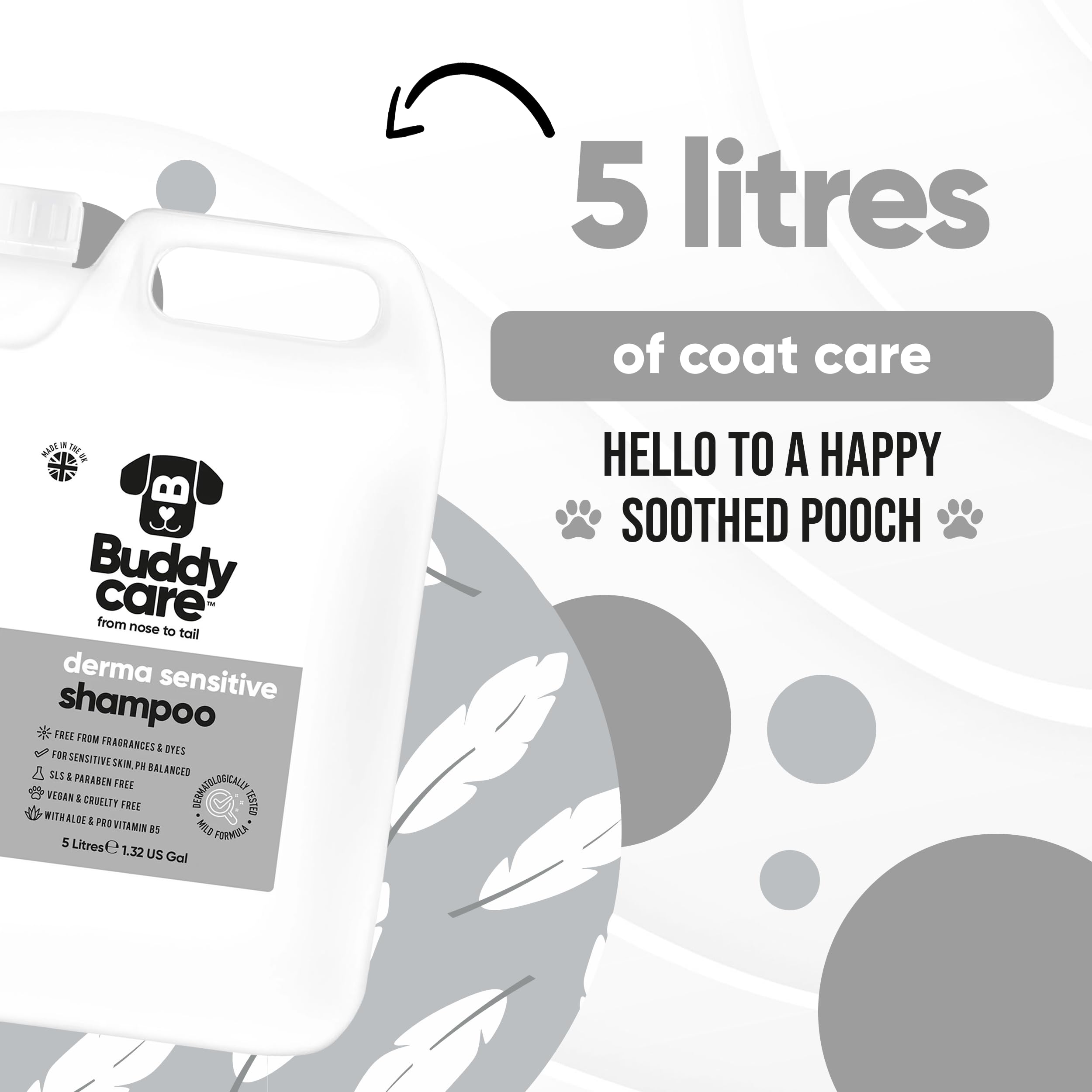 Buddycare Champú para Perros | con Aloe Vera y Pro Vitamina B5 Sensible a la Piel 5L