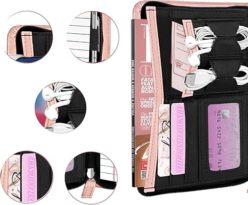 Miniatura 6 de Junior Padfolio - Cartera con bloc de escritura de 5 x 8 pulgadas, organizador de carpetas de negocios A5, estuche combinado multifunción para