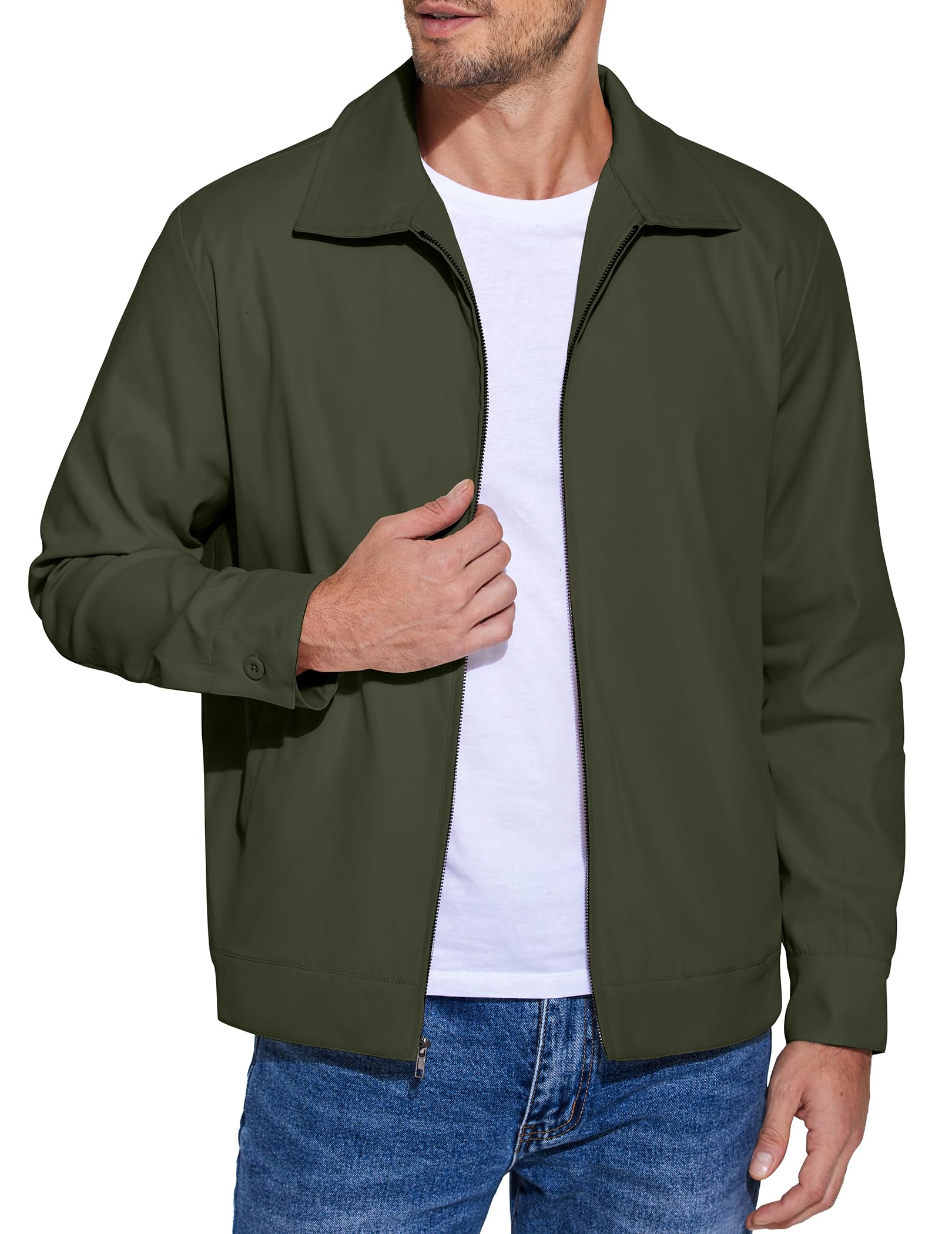 COOFANDY Eisenhower, giacca leggera da uomo, con cerniera, da lavoro, ufficio, abbigliamento casual da golf