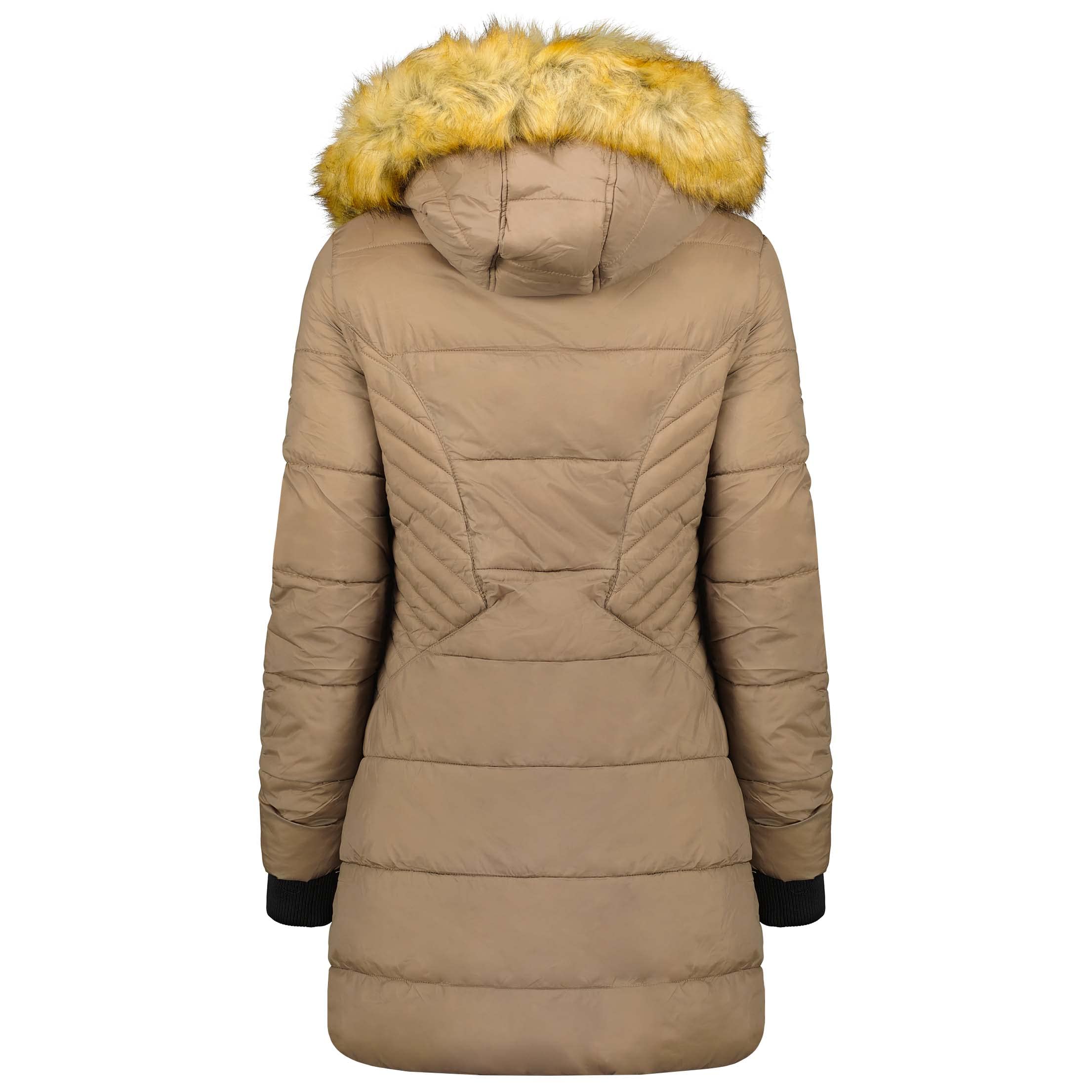 Geographical Norway Abeille Lady - Parka Cálida Para Mujeres En Otoño Invierno - Abrigo Fino Con Capucha De Piel Sintética - Chaqueta A Prueba De Viento - Rego Elegante Ide