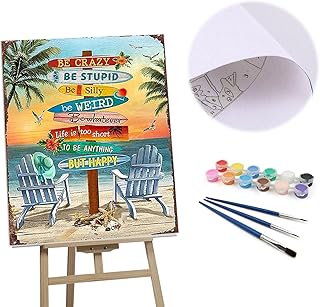C'eitura Paint by Numbers for Adults Beginner, Beach Chair Sign Paint by Number Kits on Canvas Without Framed, Acrylic Watercolor DIY Color by Number for Home Decor 15.75 * 19.69in
