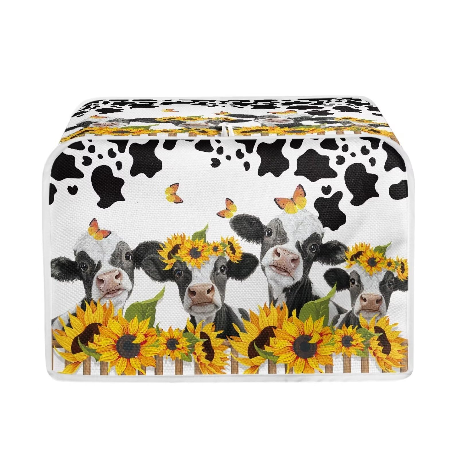 2 Slice Toaster Bread Machine Cover Kitchen Small Appliance Toaster Oven Dust Cover Dust Protection Universal Size Sunflower Cow Print