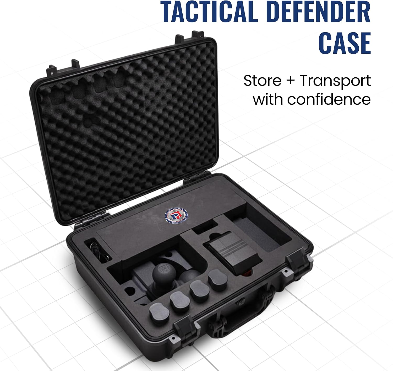 The Patriot - Heavy Duty Receiver Solid Steel Universal Multi Task Ball Mount, Pintle Hook, Adjustable, Step, Offset, Class V Drop Rise Hitch 30,000 Lbs. (Black Texture - Red Accent, 2")