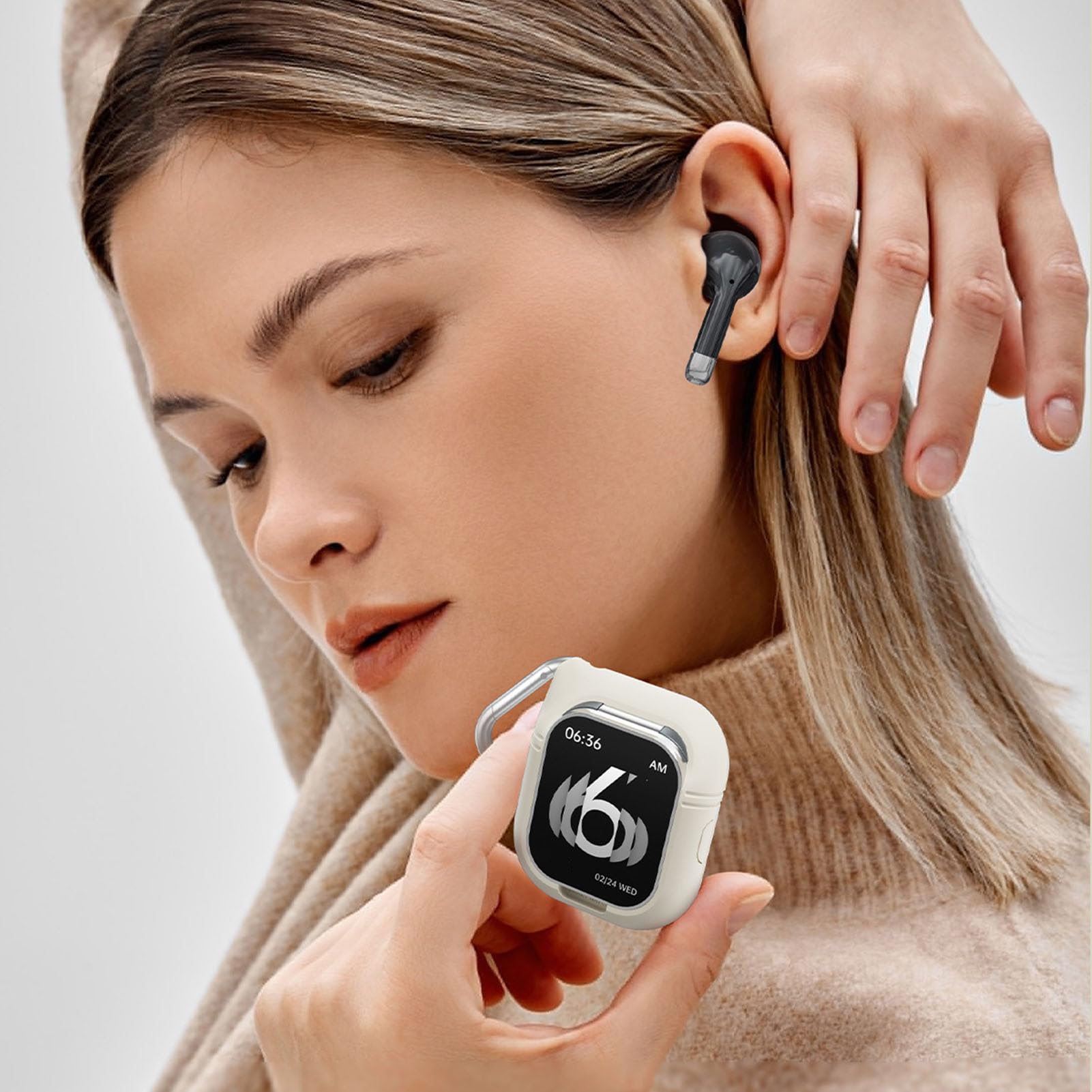 Inteligentny Zegarek, Zegarki dla Kobiet z Ekranem Dotykowym TFT 2,01 Cala, Inteligentny Zegarek Sportowy 2 w 1 NFC ze Słuchawkami Bluetooth, Modny Zegarek na rękę z (Srebro ze