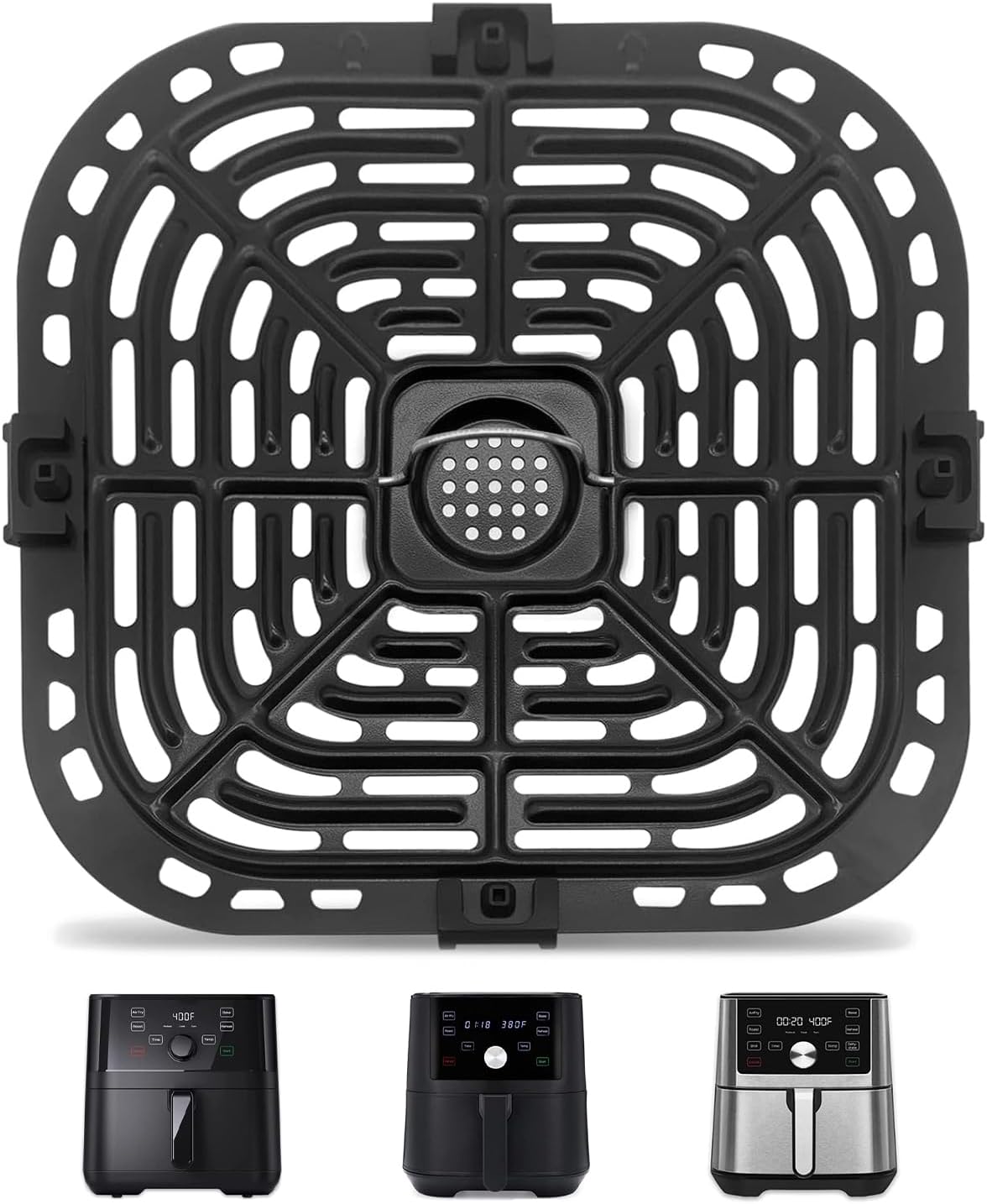 Air Fryer Replacement Grill Pan Fit for Instant Vortex Plus Gourmia 6 Quart Air Fryer, Air Fryer Rack Replacement Parts Accessories Grill Plate Crisper Plate Tray, Non-Stick, Dishwasher Safe (6 QT)