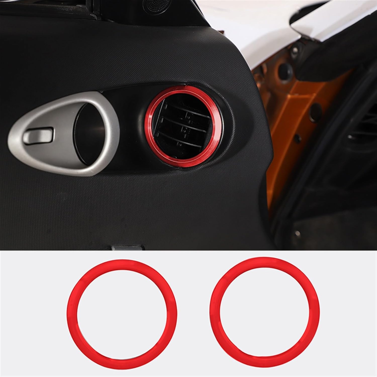 Decorative Stickers Aluminum Alloy Red Car Door Side Air Conditioning Air Outlet Decorative Ring for Nissan 350Z 2003-2006
