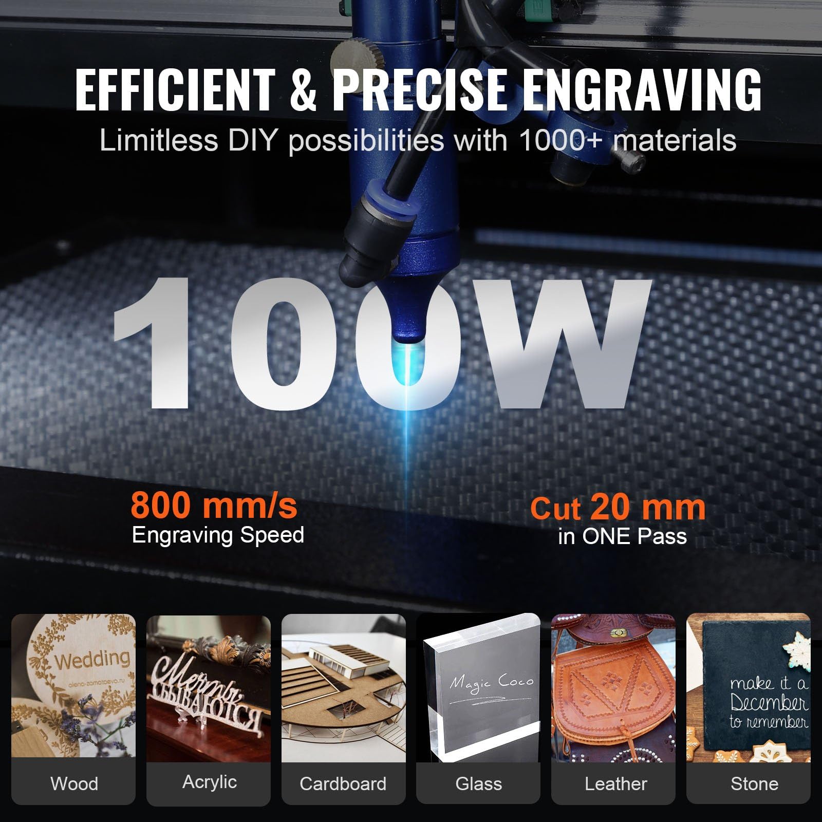 100W Macchina per Incisione Laser CO2 Alta Precisione Macchina da Taglio Laser Cutter Laser Engraver Velocità 800mm/s Incisore Laser Legno 900x600mm Compatibile Lightburn Software