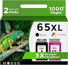 65XL Black Color Ink Cartridge Replacement for HP Ink 65 HP 65 XL HP65XL Combo for HP Deskjet 3755 3700 3772 3752 3722 2600 2622 2652 2655 2640 Envy 5055 5000 5070 5052 5010 HP65, (1 Black, 1Tricolor)