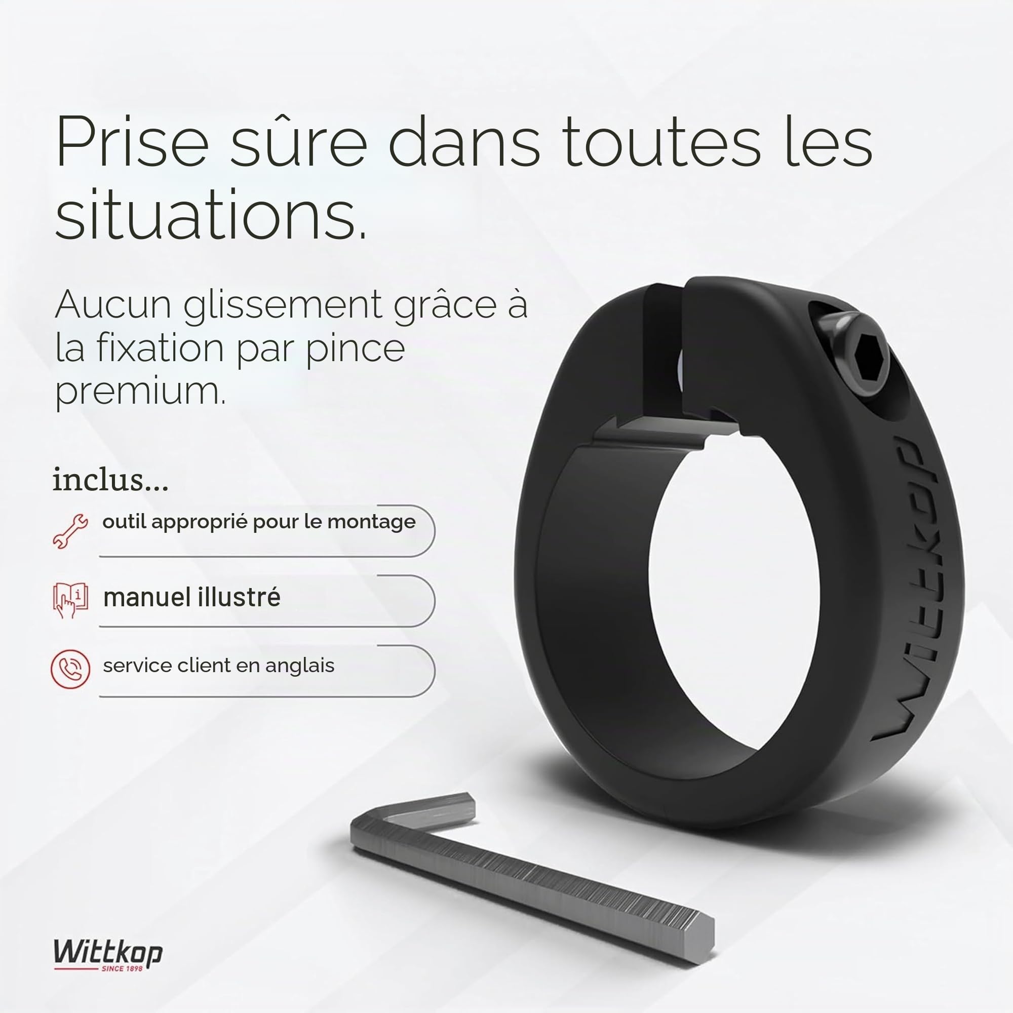 Wittkop Poignées de vélo au Design multizone innovant, fabriquées en Allemagne I Design Ergonomique avec Effet antidérapant, Zones Confort et EFC incluses pour Une adhérence optimisée