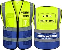 Vista 41 de BeautyWill Chaleco de seguridad con logotipo personalizado, Hi Vis Clase 2, chaleco reflectante de construcción unisex con 5 bolsillos