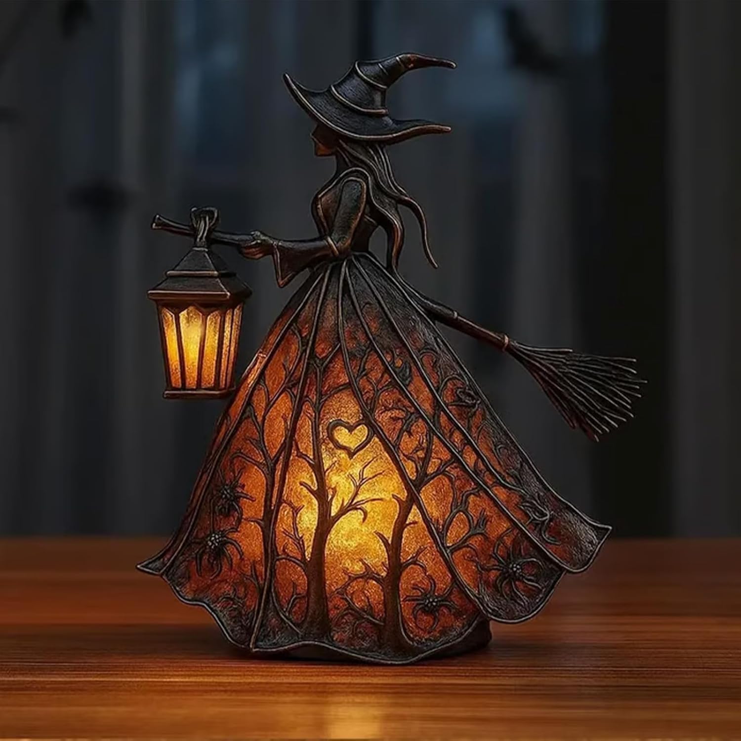 Halloween Witch Lamp, Gothic Spooky Witch Hat Lamp, Unique Table Lamp Decoration Standing Night Light for Home, Porch, Tabletop, Party, Halloween (2PCS)
