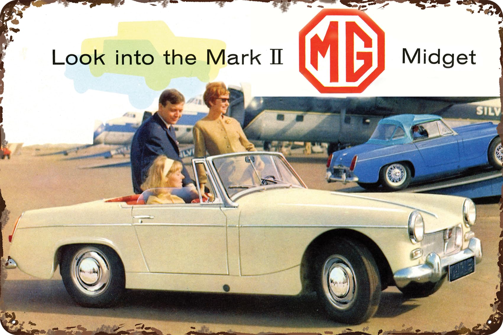 LUCKYLINDE Retro Blechschild passend für MG Oldtimer Fans und Liebhaber, Werkstatt und Garagen Schild, 20 x 30 cm - Mark II