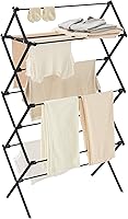 SONGMICS Foldable Clothes Drying Rack, Steel Laundry Airer, 53.2" Tall, 15.4 lb Capacity, Compact Storage, Indoor Outdoor Black ULLR770B01